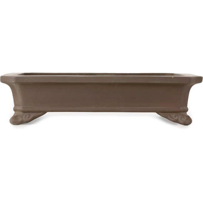 Rectangular unglazed bonsai pot by Yamaaki Toshio (third generation) - 357 x 265 x 83 mm