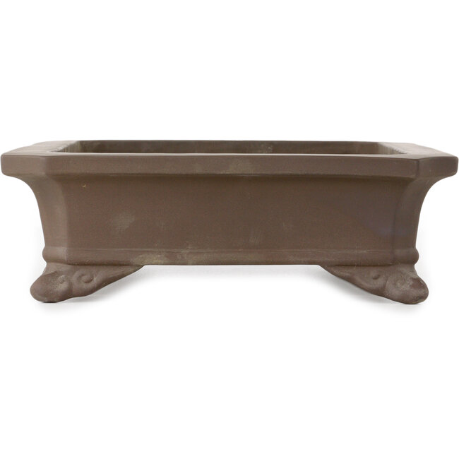 Rectangular unglazed bonsai pot by Yamaaki Toshio (third generation) - 357 x 265 x 83 mm