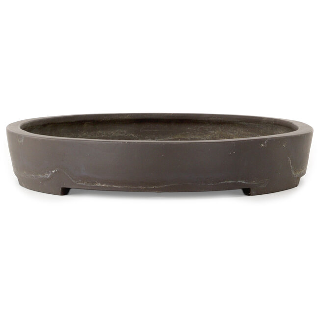 Ovaler, unglasierter Bonsai-Topf von Yamaaki Toshio (dritte Generation) – 465 x 345 x 58 mm