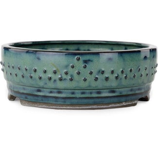 215 mm round teal pot from Japan