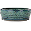 Round teal bonsai pot - 215 x 215 x 73 mm