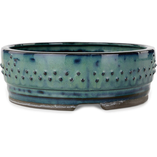 Maceta redonda para bonsái color verde azulado - 215 x 215 x 73 mm