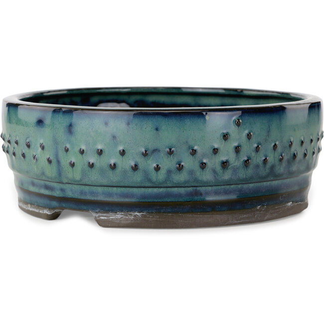 Pot à bonsaï rond bleu sarcelle - 215 x 215 x 73 mm