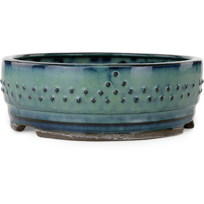 Pot à bonsaï rond bleu sarcelle - 215 x 215 x 73 mm