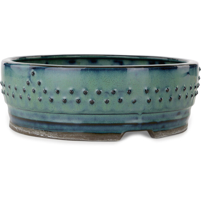 Pot à bonsaï rond bleu sarcelle - 215 x 215 x 73 mm