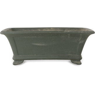 Kyuhoen (Shunhosho) 375 mm rechthoekige ongeglazuurde bonsaipot van Kyuhoen (Shunhosho), Tokoname, Japan