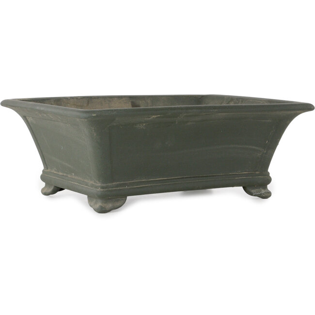 Rechthoekige, ongeglazuurde bonsaipot van Kyuhoen (Shunhosho) - 375 x 285 x 132 mm