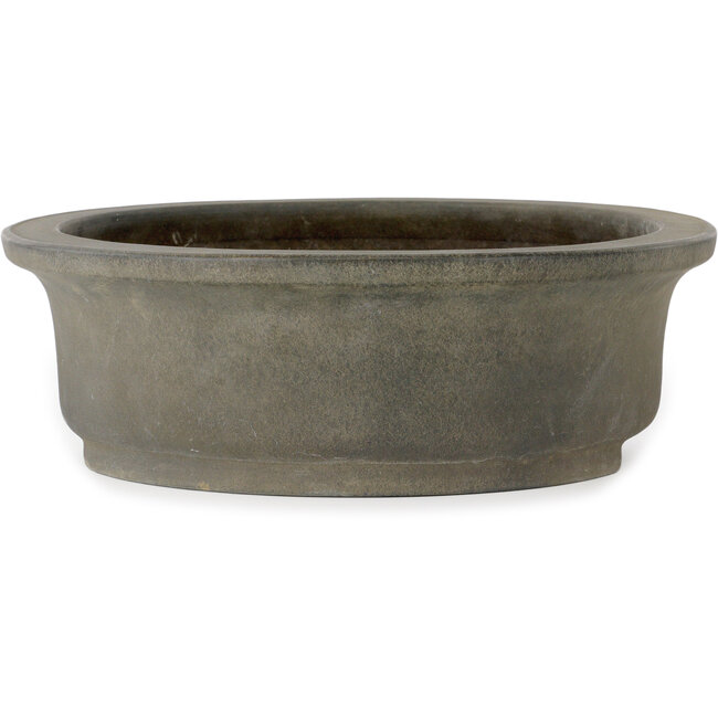 Oval unglazed bonsai pot by Aiba Koyou - 417 x 365 x 118 mm