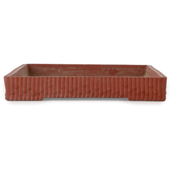 Rectangular unglazed bonsai pot by Kyuhoen (Shunhosho) - 315 x 233 x 35 mm