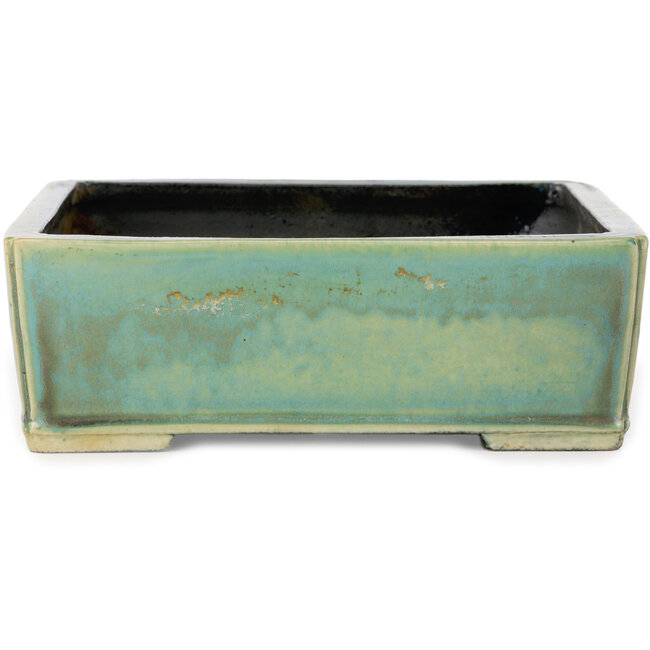 Vierkante, turquoise bonsaipot van Aiba Koyou - 210 x 210 x 70 mm