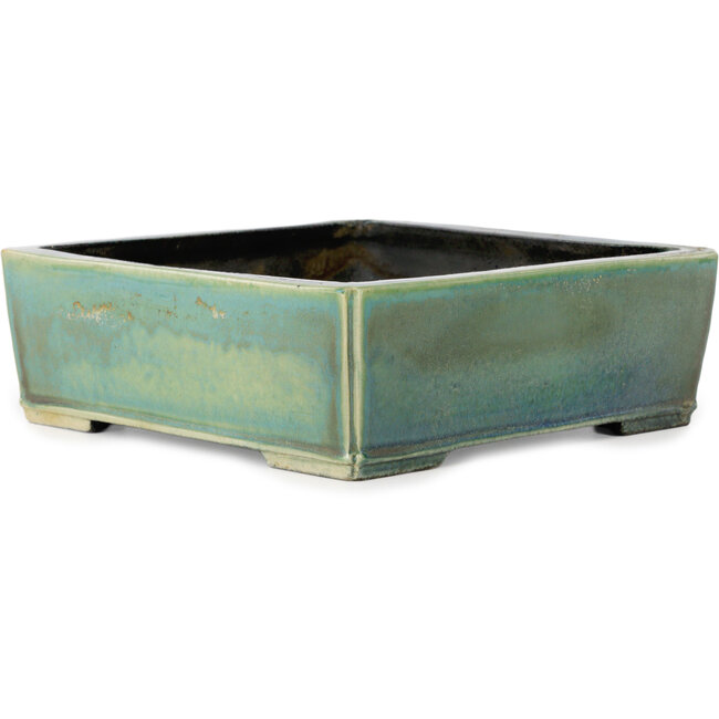 Pot à bonsaï carré bleu sarcelle par Aiba Koyou - 210 x 210 x 70 mm
