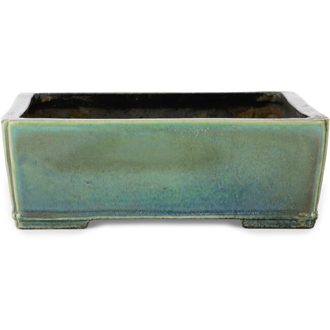 Pot à bonsaï carré bleu sarcelle par Aiba Koyou - 210 x 210 x 70 mm
