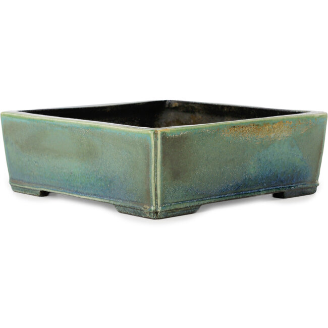 Vierkante, turquoise bonsaipot van Aiba Koyou - 210 x 210 x 70 mm