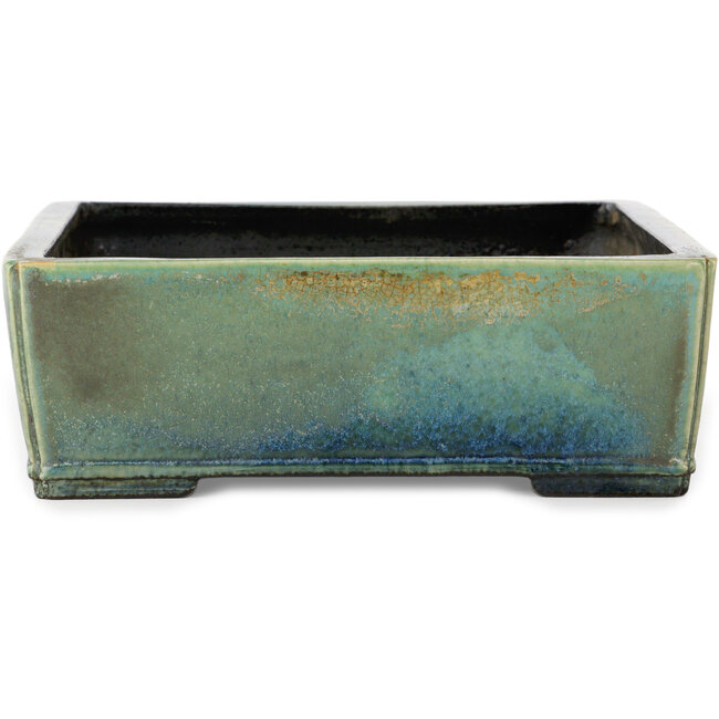 Vierkante, turquoise bonsaipot van Aiba Koyou - 210 x 210 x 70 mm