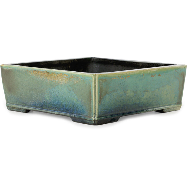 Vaso bonsai quadrato color verde acqua di Aiba Koyou - 210 x 210 x 70 mm