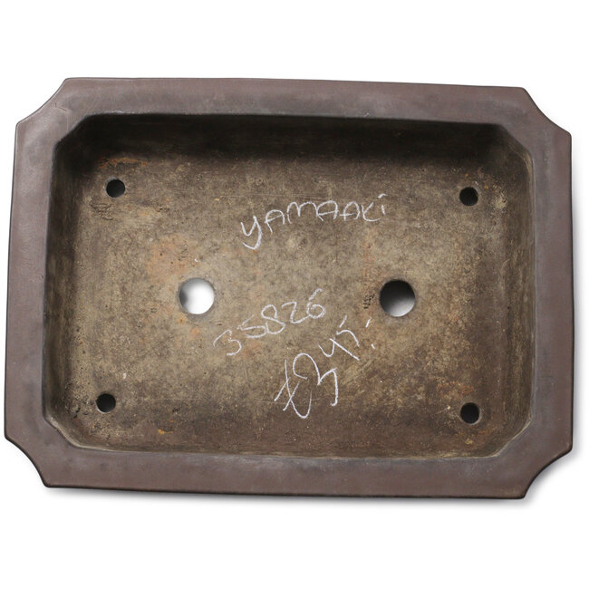 Rectangular unglazed bonsai pot by Yamaaki Toshio (third generation) - 368 x 275 x 90 mm