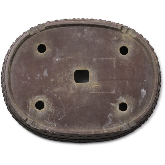 Pot à bonsaï ovale non émaillé de Senkoen - 400 x 312 x 110 mm