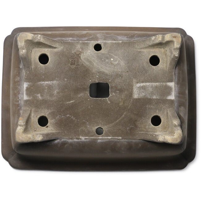 Rectangular unglazed bonsai pot by Inaba Toen - 350 x 262 x 122 mm