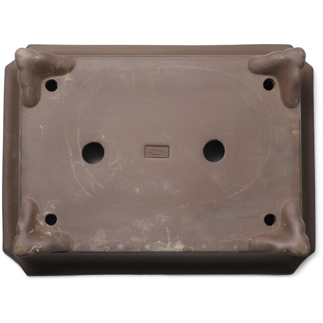 Rectangular unglazed bonsai pot by Yamaaki Toshio (third generation) - 357 x 265 x 83 mm
