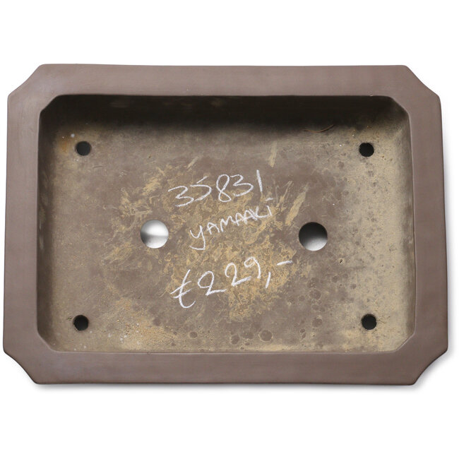 Rectangular unglazed bonsai pot by Yamaaki Toshio (third generation) - 357 x 265 x 83 mm