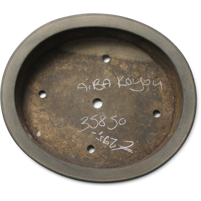 Maceta ovalada sin esmaltar para bonsái de Aiba Koyou - 417 x 365 x 118 mm