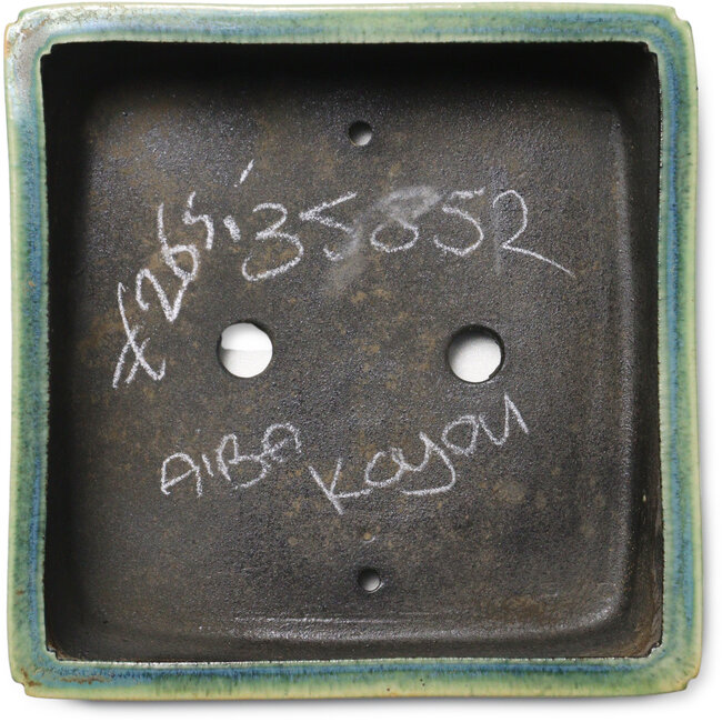 Vierkante, turquoise bonsaipot van Aiba Koyou - 210 x 210 x 70 mm