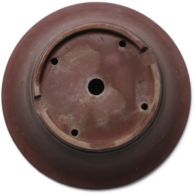 Ronde, ongeglazuurde bonsaipot van Aiba Koyou - 378 x 378 x 132 mm