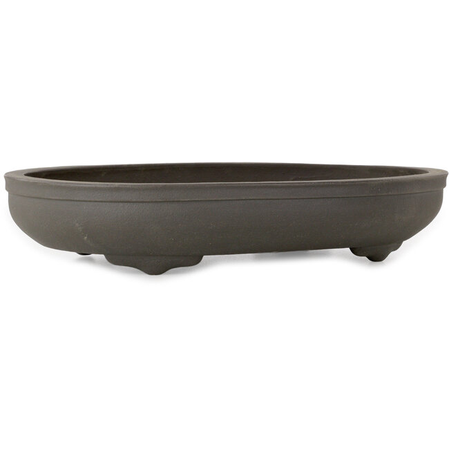 Ovale, ongeglazuurde bonsaipot van Yamaaki Toshio (derde generatie) - 395 x 277 x 70 mm
