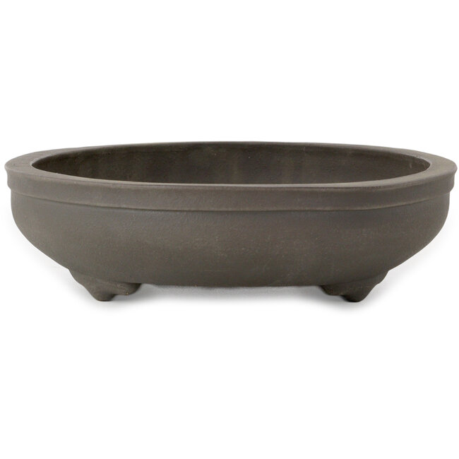 Oval unglazed bonsai pot by Yamaaki Toshio (third generation) - 395 x 277 x 70 mm