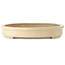 Oval off-white bonsai pot by Seizan (Reihou, Kataoka Katsushi, master Seizan kiln) - 585 x 423 x 67 mm