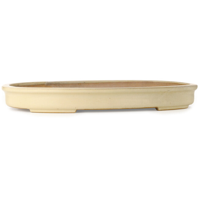 Ovale gebroken witte bonsaipot van Seizan (Reihou, Kataoka Katsushi, meester Seizan oven) - 585 x 423 x 67 mm