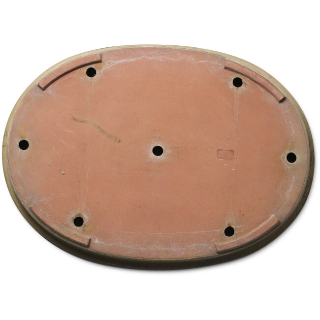 Oval off-white bonsai pot by Seizan (Reihou, Kataoka Katsushi, master Seizan kiln) - 585 x 425 x 67 mm