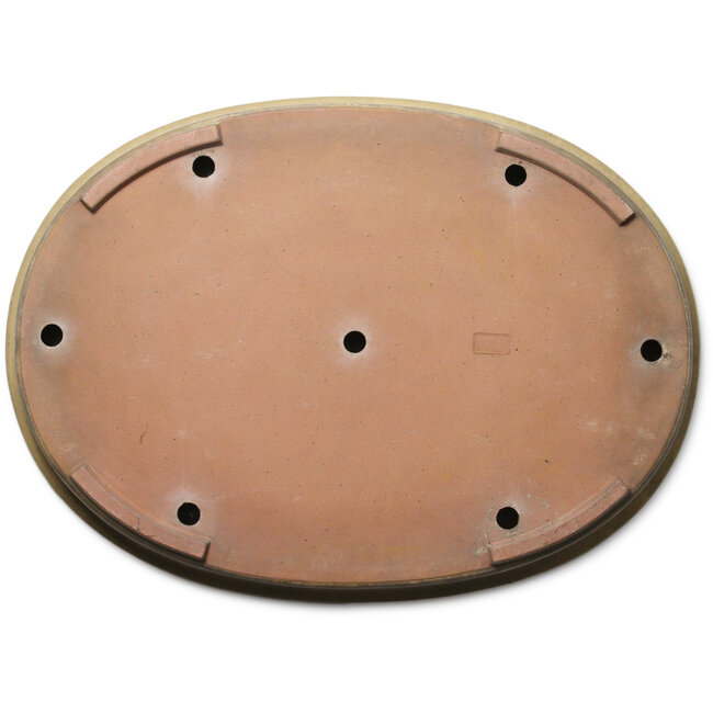 Oval off-white bonsai pot by Seizan (Reihou, Kataoka Katsushi, master Seizan kiln) - 585 x 423 x 67 mm