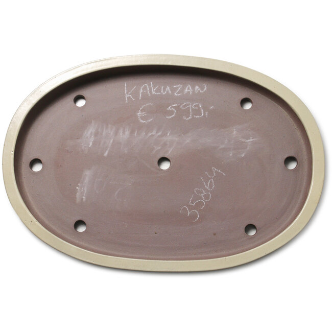 Ovale, gebroken witte bonsaipot van Kakuzan - 610 x 420 x 65 mm