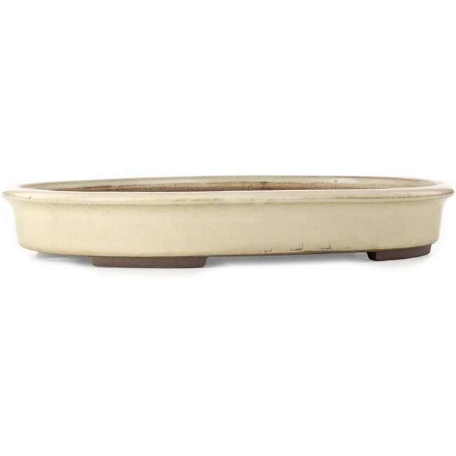 Vaso bonsai ovale bianco sporco di Yamaaki Toshio (terza generazione) - 465 x 363 x 70 mm