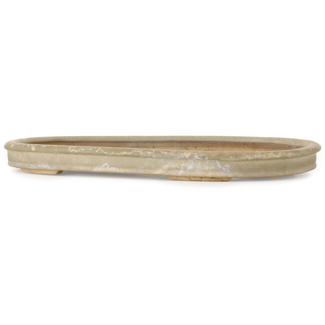 Oval off-white bonsai pot - 410 x 280 x 33 mm