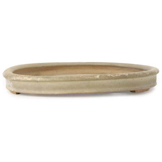 Oval off-white bonsai pot - 410 x 280 x 33 mm