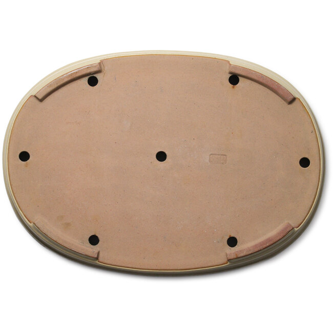 Ovaler, cremefarbener Bonsaitopf von Seizan (Reihou, Kataoka Katsushi, Meister Seizan-Ofen) – 580 x 410 x 67 mm