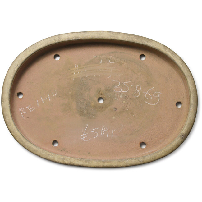 Ovaler, cremefarbener Bonsaitopf von Seizan (Reihou, Kataoka Katsushi, Meister Seizan-Ofen) – 510 x 357 x 60 mm