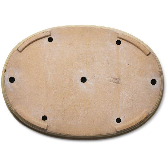 Oval off-white bonsai pot by Seizan (Reihou, Kataoka Katsushi, master Seizan kiln) - 525 x 375 x 63 mm