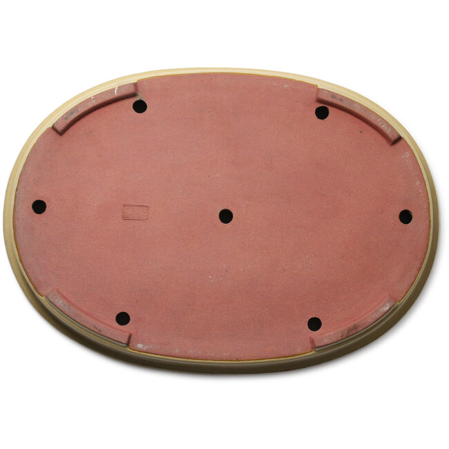 Maceta ovalada para bonsái de color blanquecino de Seizan (Reihou, Kataoka Katsushi, maestro del horno Seizan) - 510 x 362 x 60 mm