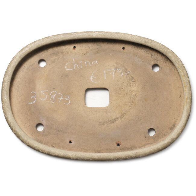 Pot à bonsaï ovale blanc cassé - 410 x 280 x 33 mm