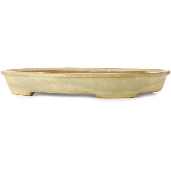 Oval off-white bonsai pot by Yamafusa - 470 x 355 x 65 mm