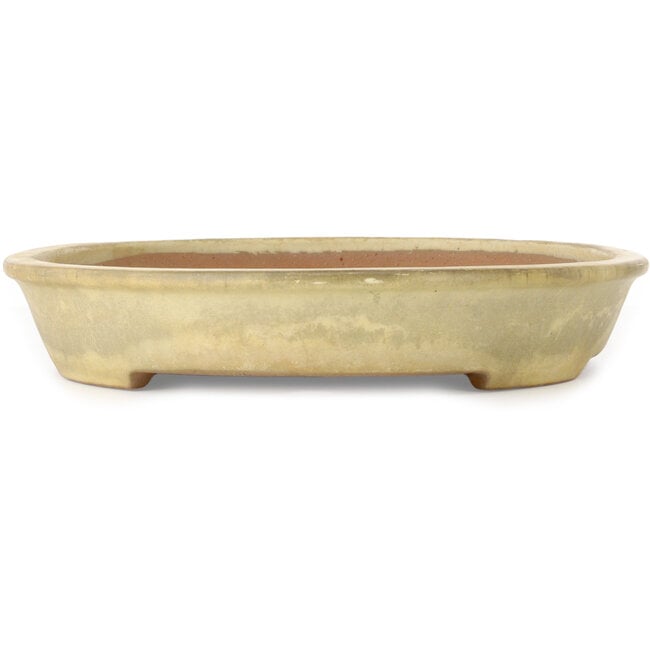 Pot à bonsaï ovale blanc cassé de Yamafusa - 470 x 355 x 65 mm