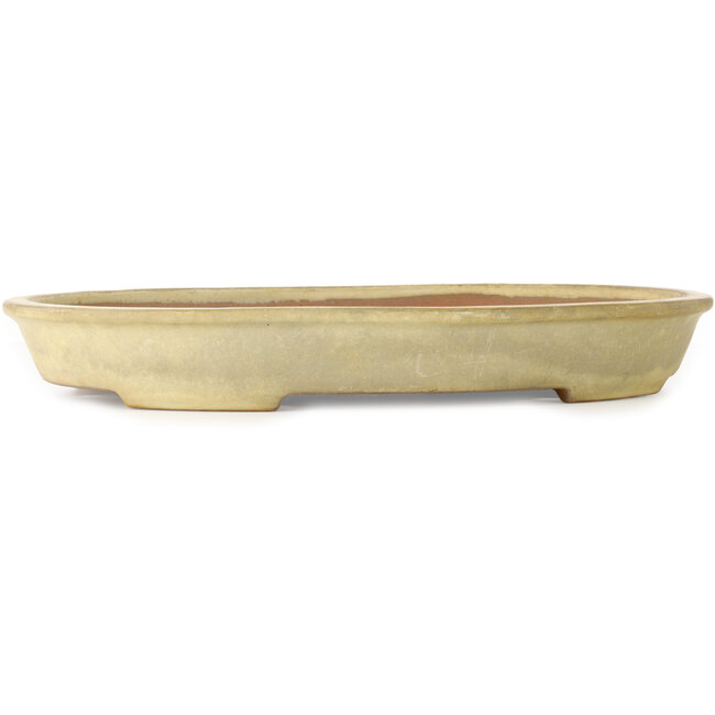 Pot à bonsaï ovale blanc cassé de Yamafusa - 470 x 355 x 65 mm