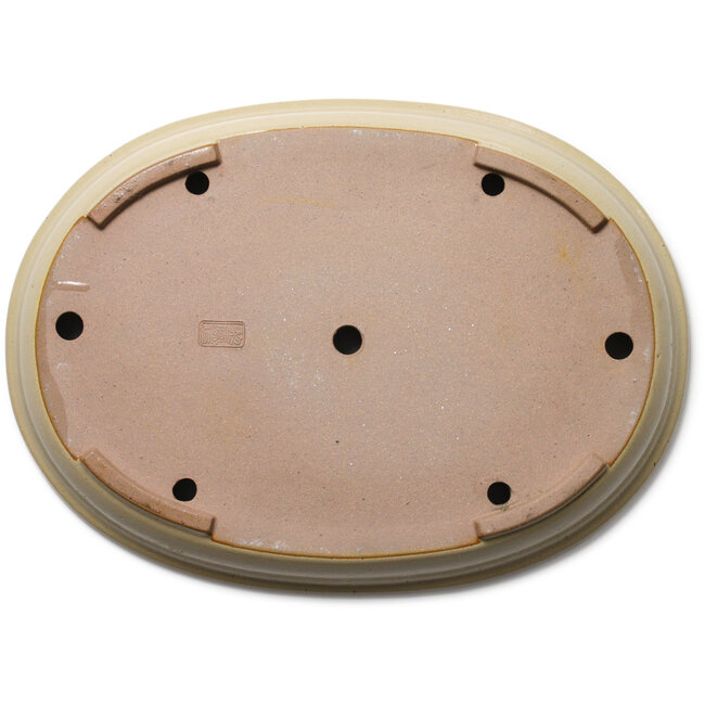 Ovale gebroken witte bonsaipot van Seizan (Reihou, Kataoka Katsushi, meester Seizan oven) - 454 x 330 x 52 mm