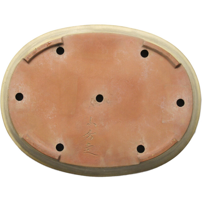 Oval off-white bonsai pot by Yamafusa - 470 x 355 x 65 mm
