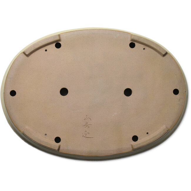 Ovale, gebroken witte bonsaipot van Yamafusa - 550 x 392 x 63 mm