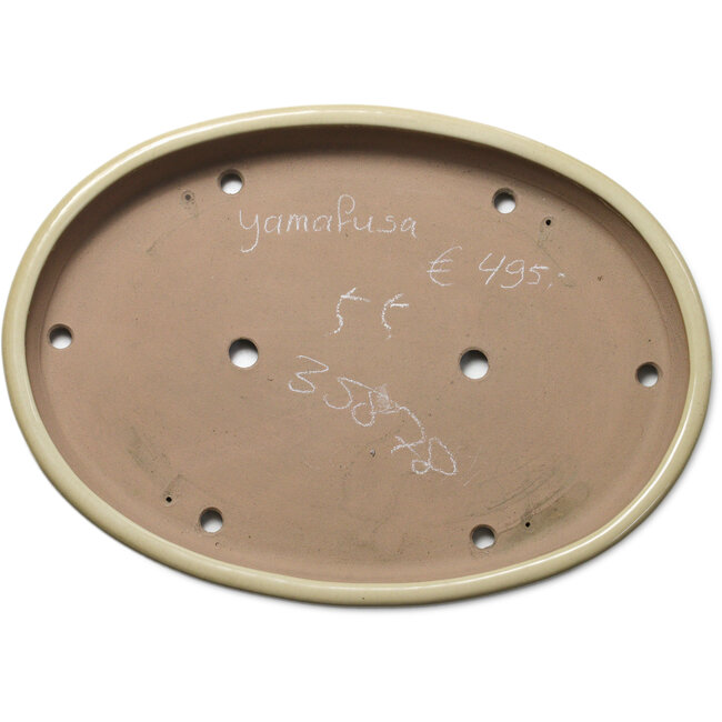 Vaso bonsai ovale bianco sporco di Yamafusa - 550 x 392 x 63 mm