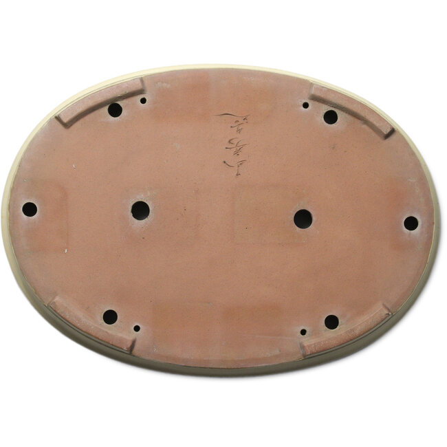 Oval off-white bonsai pot by Yamafusa - 555 x 400 x 60 mm